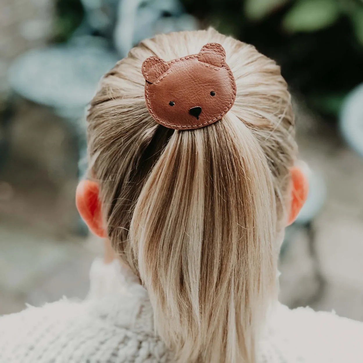Josy Classic Hair Tie | Bear | Cognac Classic Leather