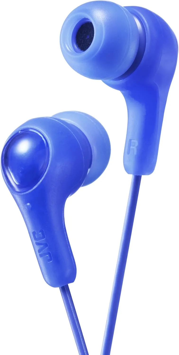 JVC Gumy in Ear Earbud Headphones with Paper Package, Powerful Sound, Comfortable and Secure Fit, Silicone Ear Pieces S/M/L - HAFX7AN (Blue)