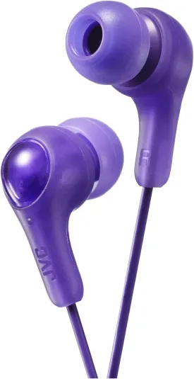JVC Gumy in Ear Earbud Headphones with Paper Package, Powerful Sound, Comfortable and Secure Fit, Silicone Ear Pieces S/M/L - HAFX7VN (Violet)