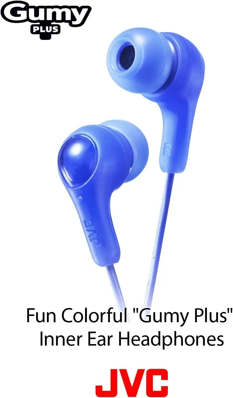 JVC Gumy in Ear Earbud Headphones with Paper Package, Powerful Sound, Comfortable and Secure Fit, Silicone Ear Pieces S/M/L - HAFX7VN (Violet)