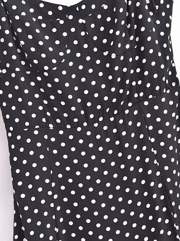 Lily Black-and-White Polka Dot Strappy Dress