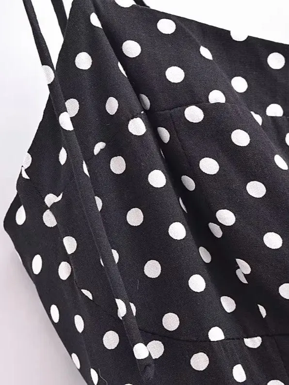 Lily Black-and-White Polka Dot Strappy Dress