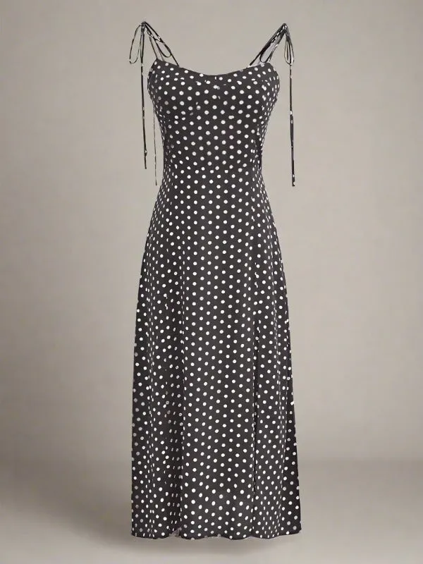 Lily Black-and-White Polka Dot Strappy Dress