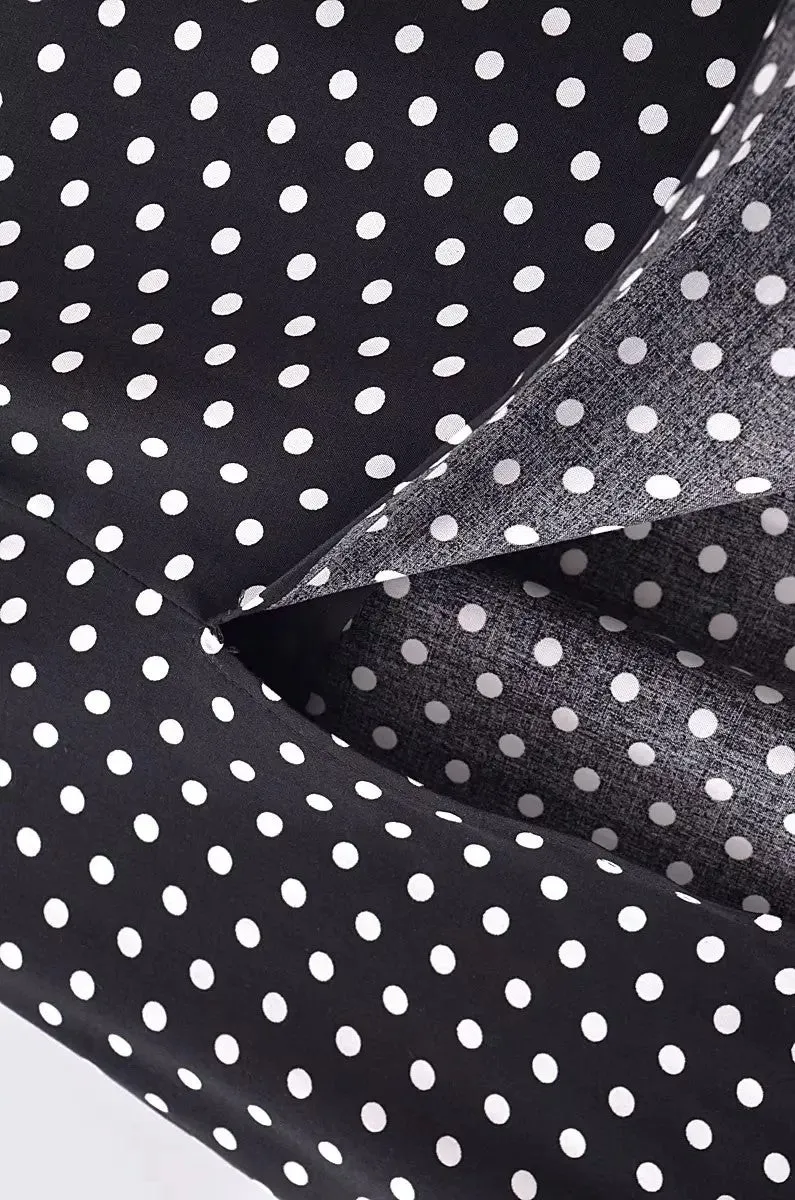 Lily Black-and-White Polka Dot Strappy Dress