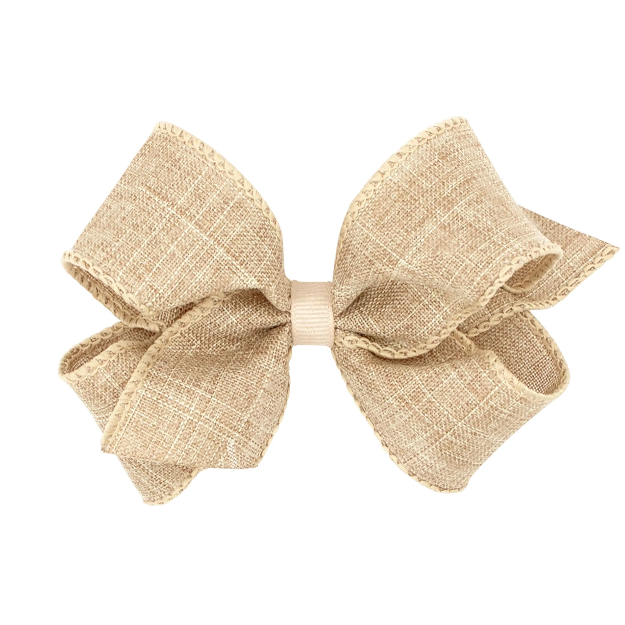 Linen texture hair bow