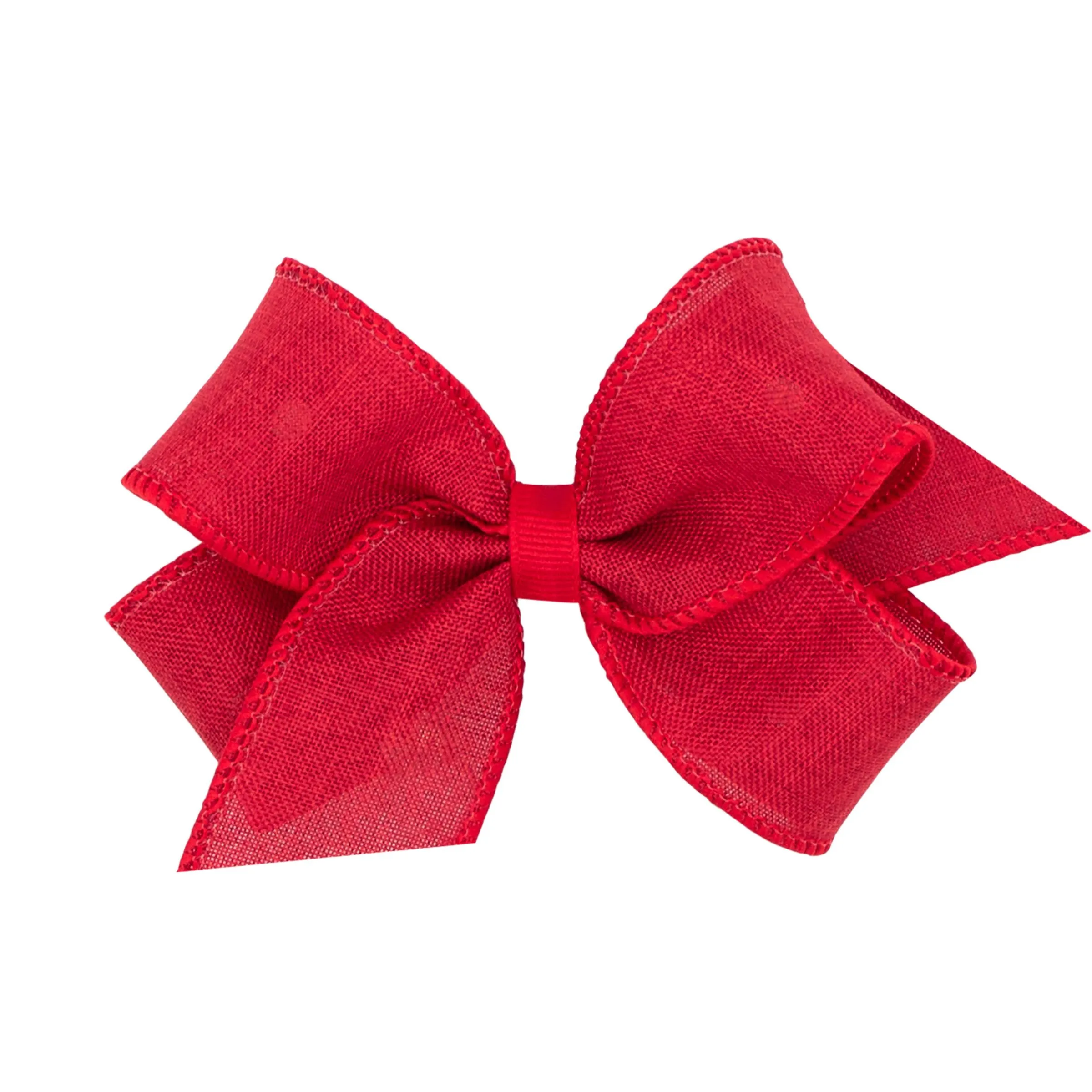 Linen texture hair bow