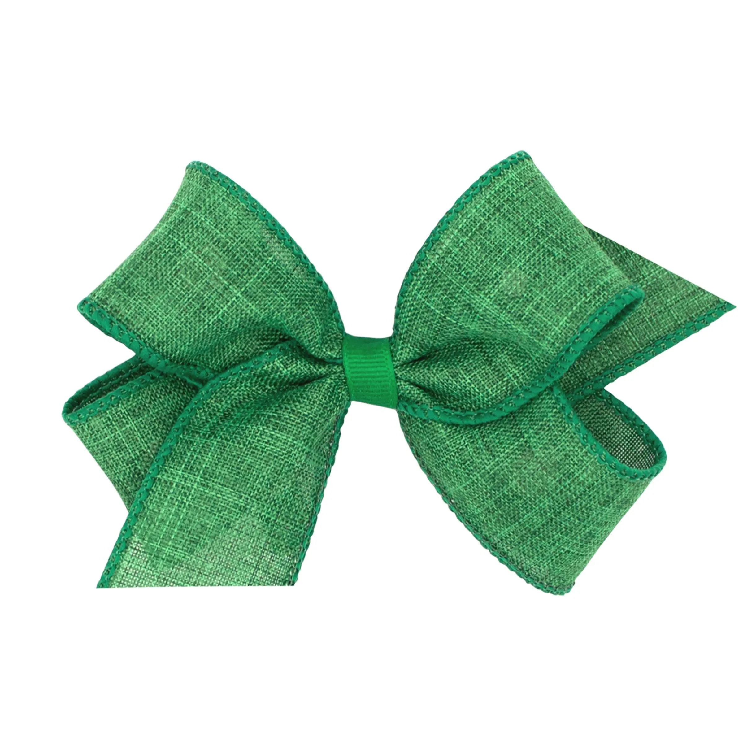 Linen texture hair bow