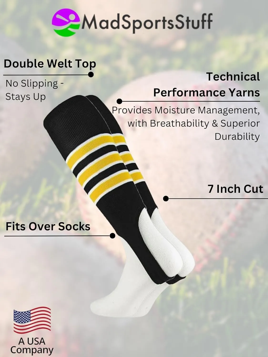 MadSportsStuff Baseball Stirrups Softball Stirrups with Stripes for Boys Girls Men Women Pattern B 3 Stripe