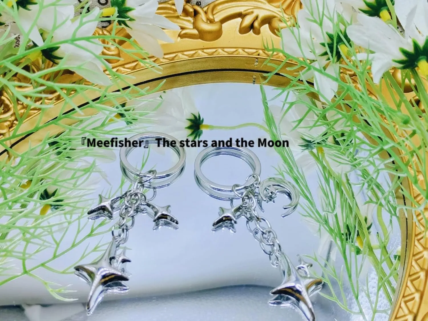 Meefisher Cute Star Moon Keychain Aesthetic Accessories Stainless Steel Key Ring Purse Handbag Backpack Bag Charms Car Holder