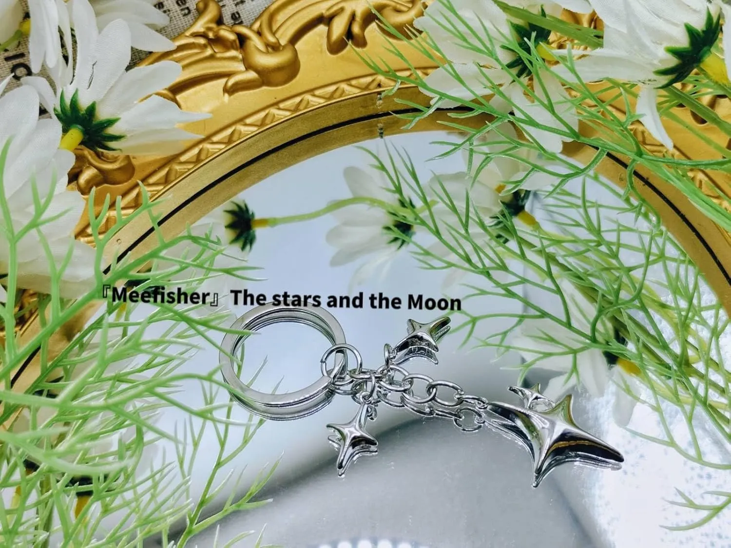 Meefisher Cute Star Moon Keychain Aesthetic Accessories Stainless Steel Key Ring Purse Handbag Backpack Bag Charms Car Holder