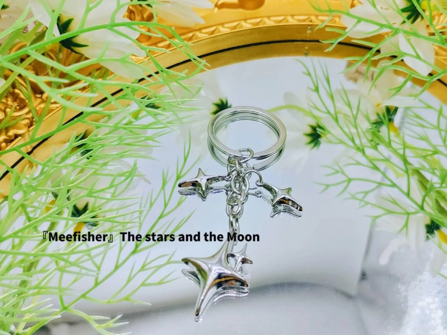 Meefisher Cute Star Moon Keychain Aesthetic Accessories Stainless Steel Key Ring Purse Handbag Backpack Bag Charms Car Holder