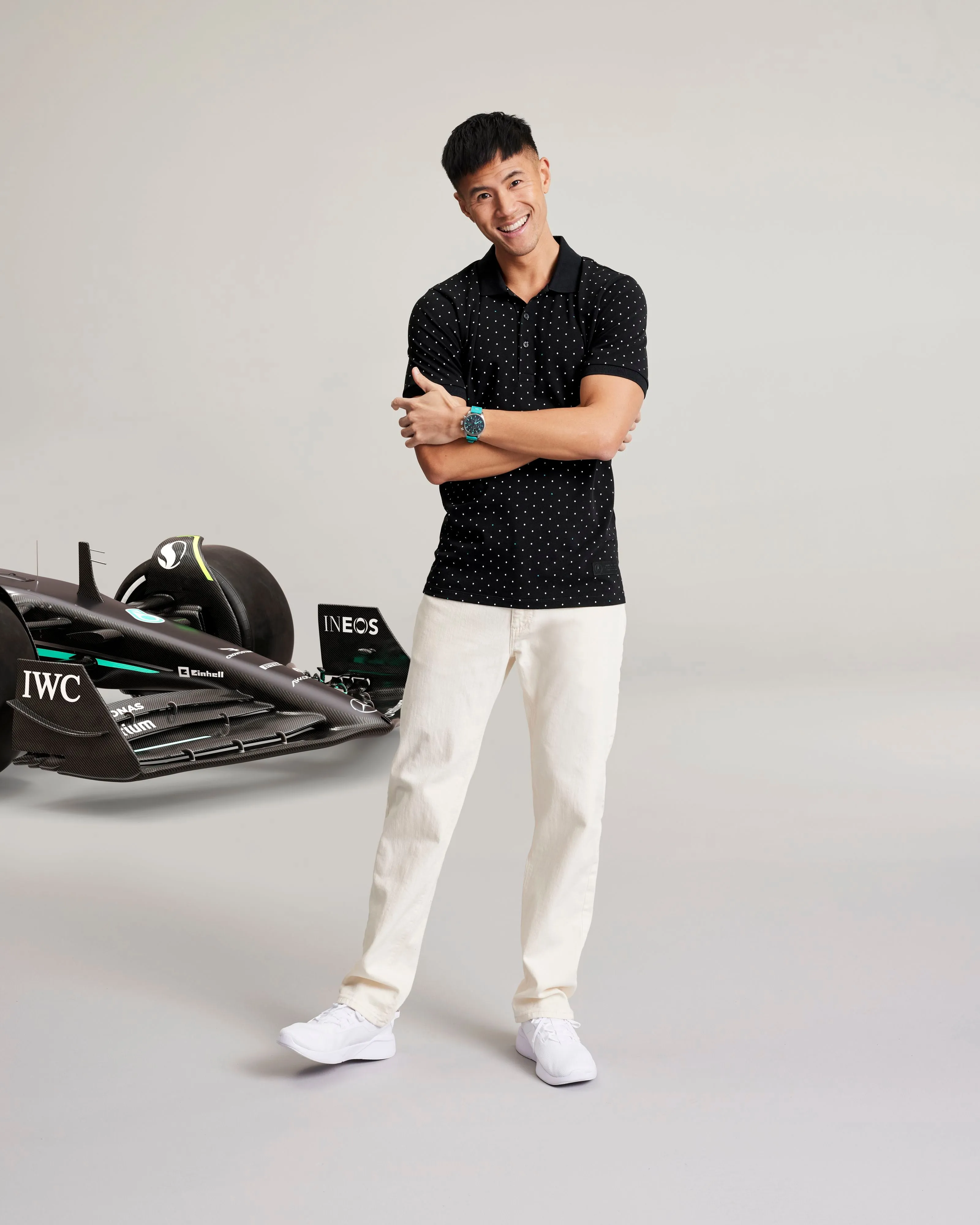 Mens Polka Dot Polo Black