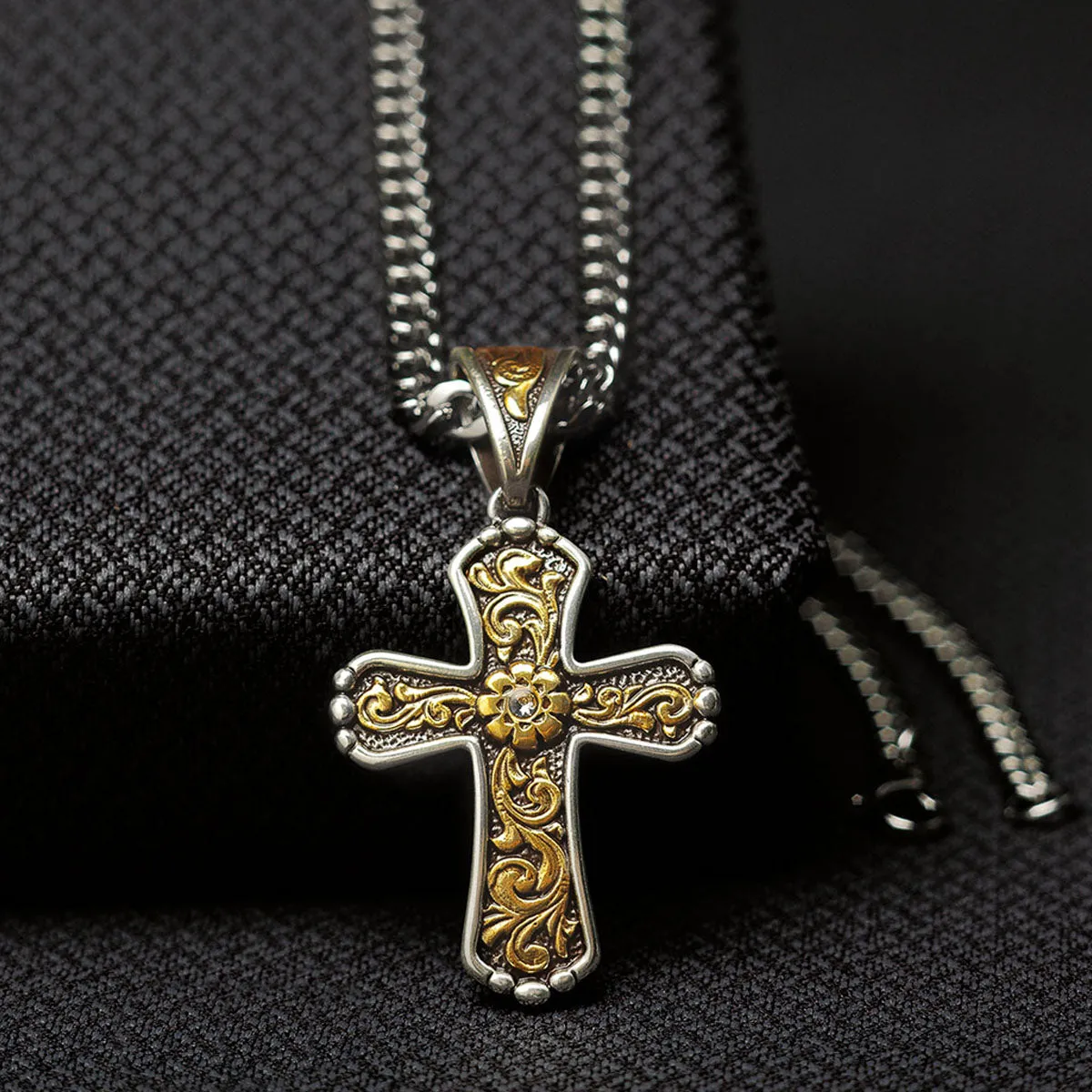 Men's Twister Cross Necklace