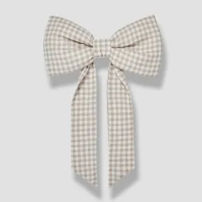 Mushroom Gingham Linen Bow