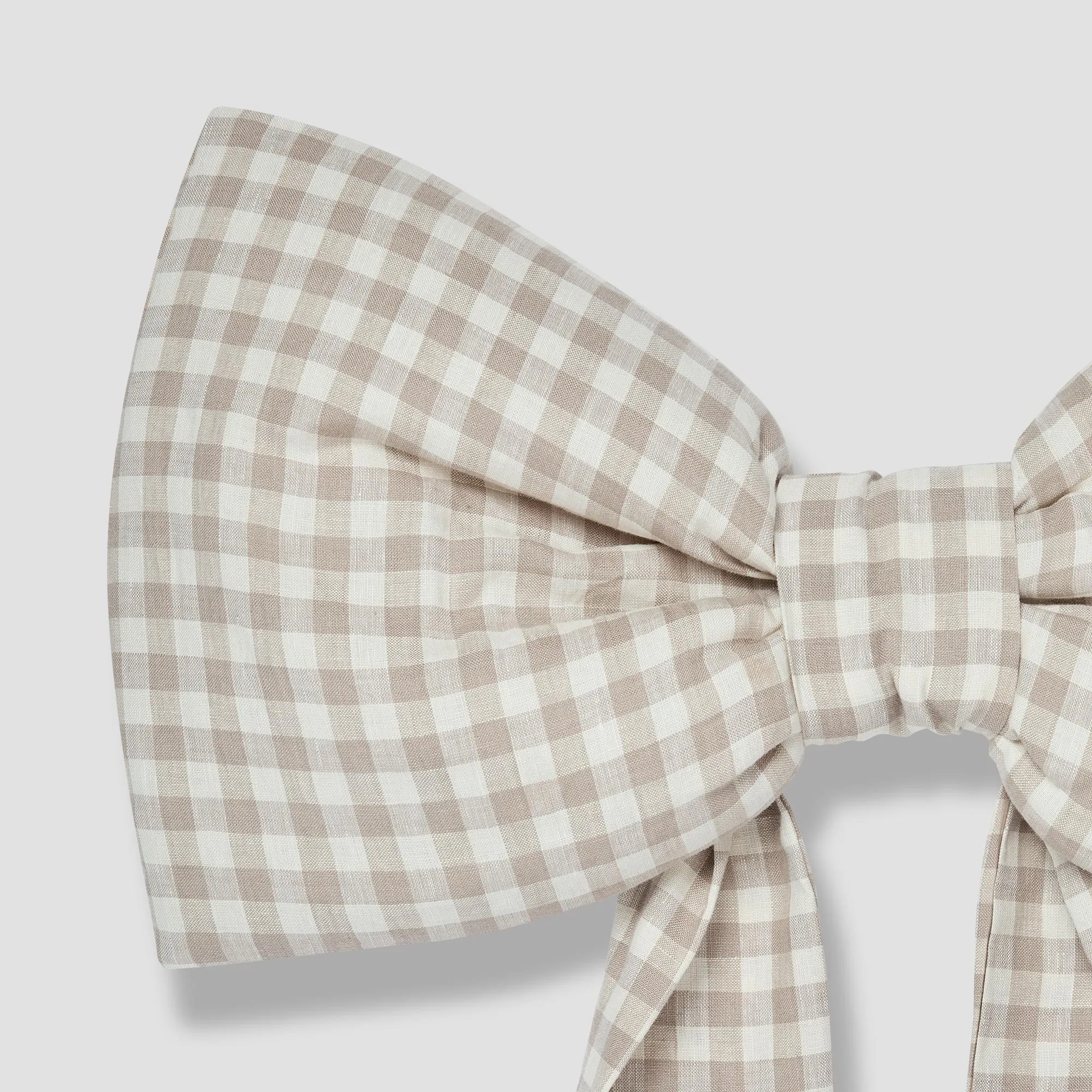 Mushroom Gingham Linen Bow