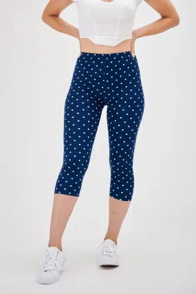Navy Polka Dot Capri