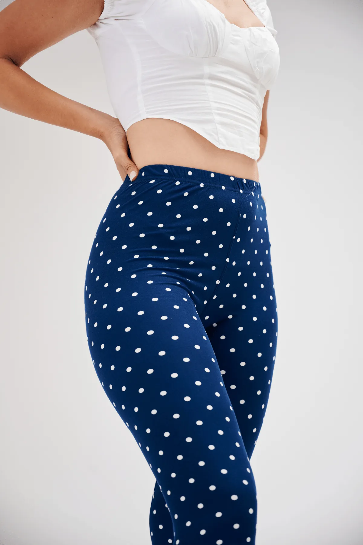Navy Polka Dot Capri