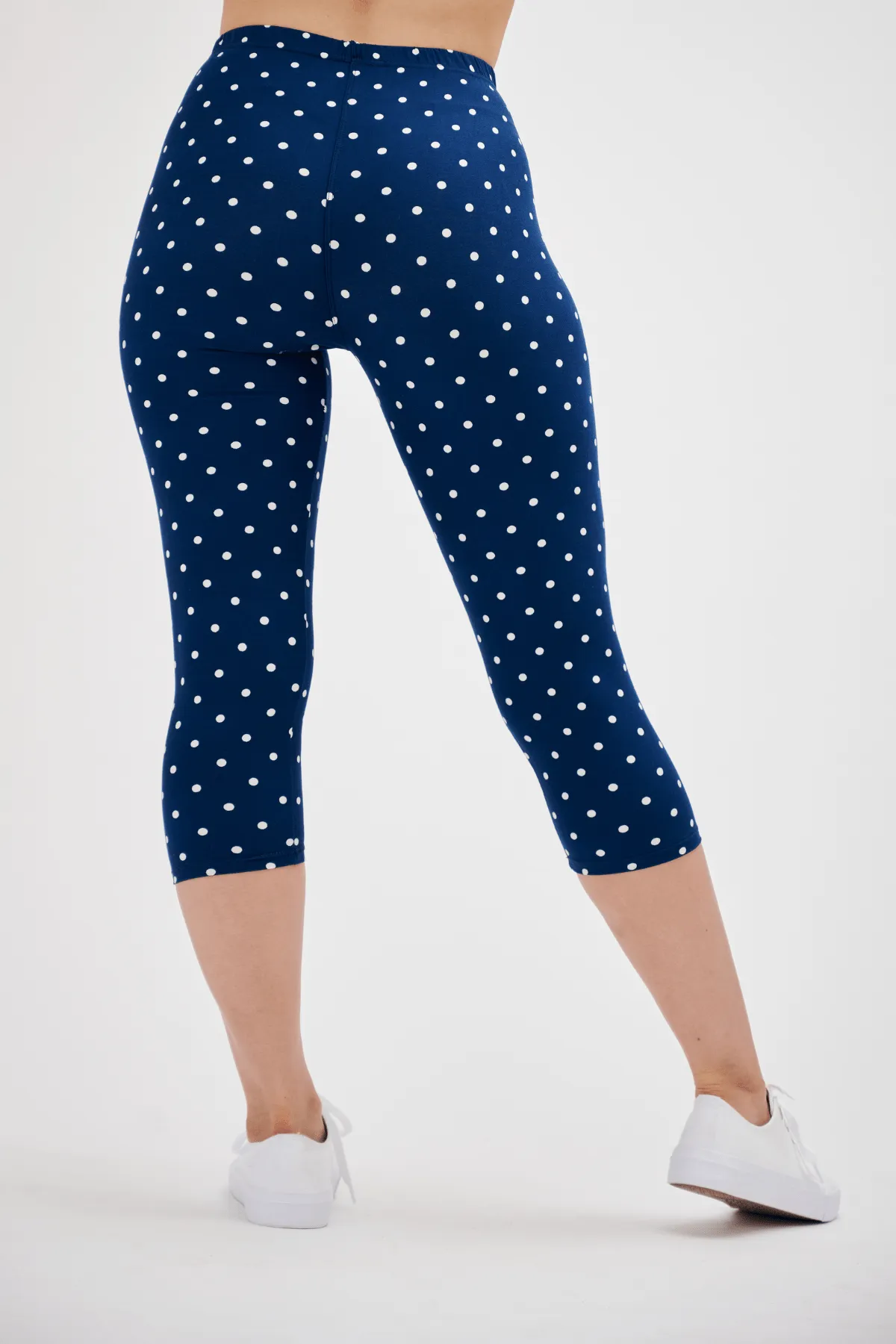 Navy Polka Dot Capri