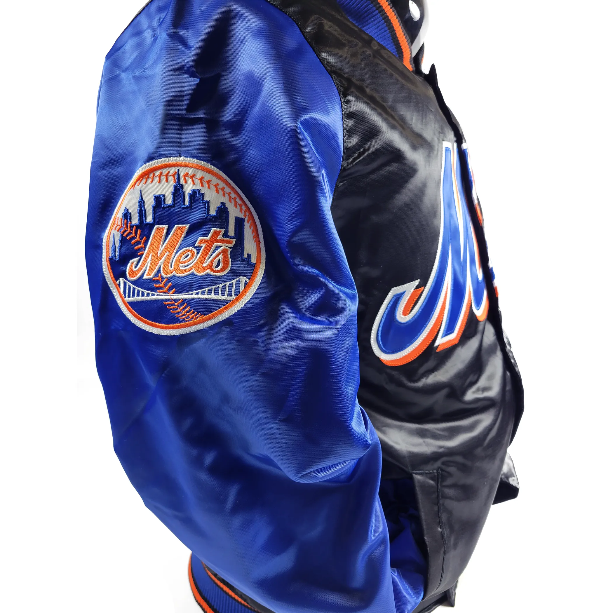 Stylish Black New York Mets Throwback Alternate Starter Satin Jacket