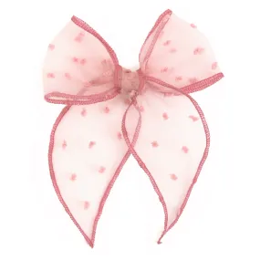 Party Girl Bow - Blush Sheer Dot