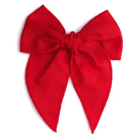 Party Girl Bow - Bright Red Linen