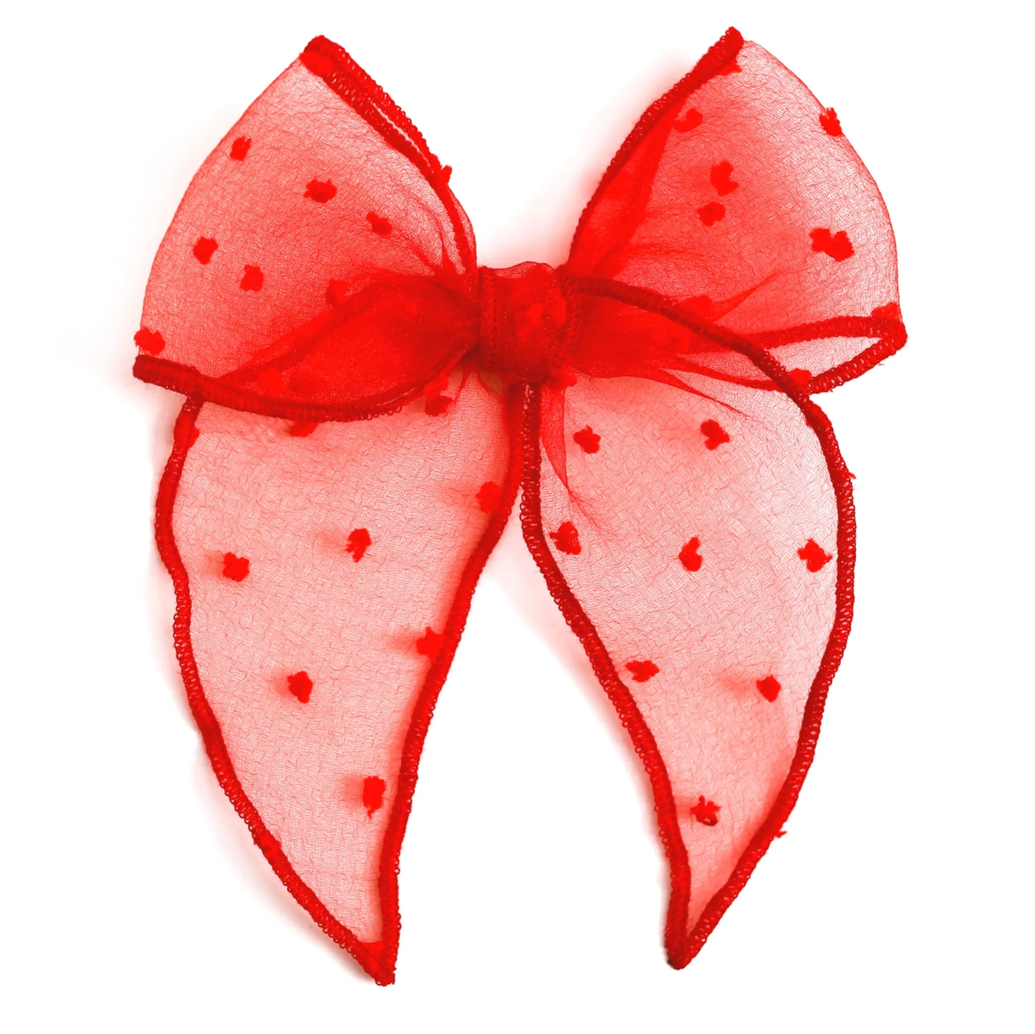 Party Girl Bow - Bright Red Sheer Dot