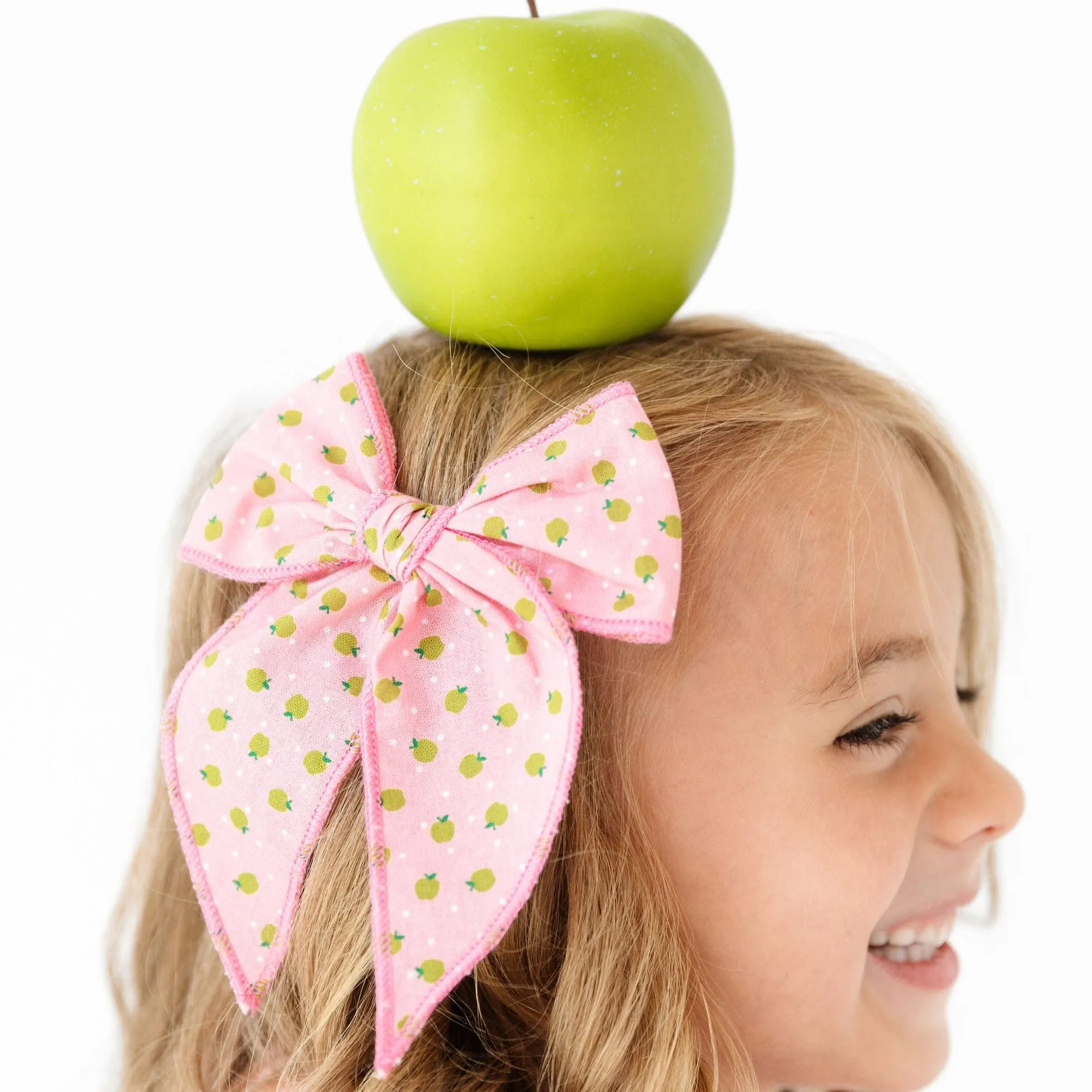 Party Girl Bow - Pink/Green Apples