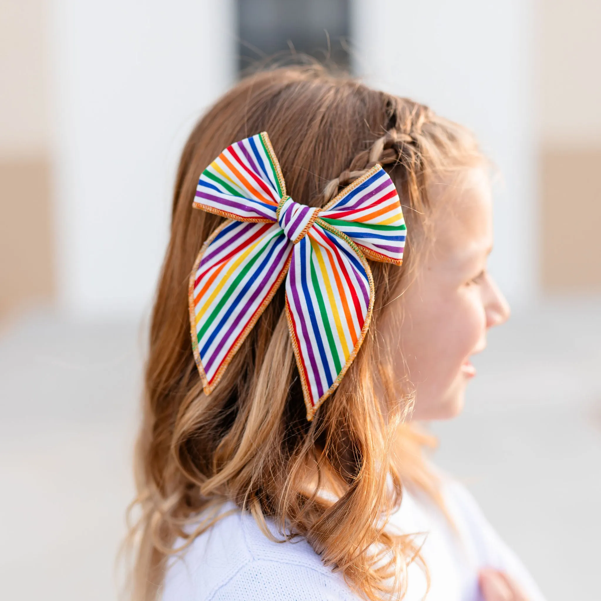 Party Girl Bow - Rainbow Stripe
