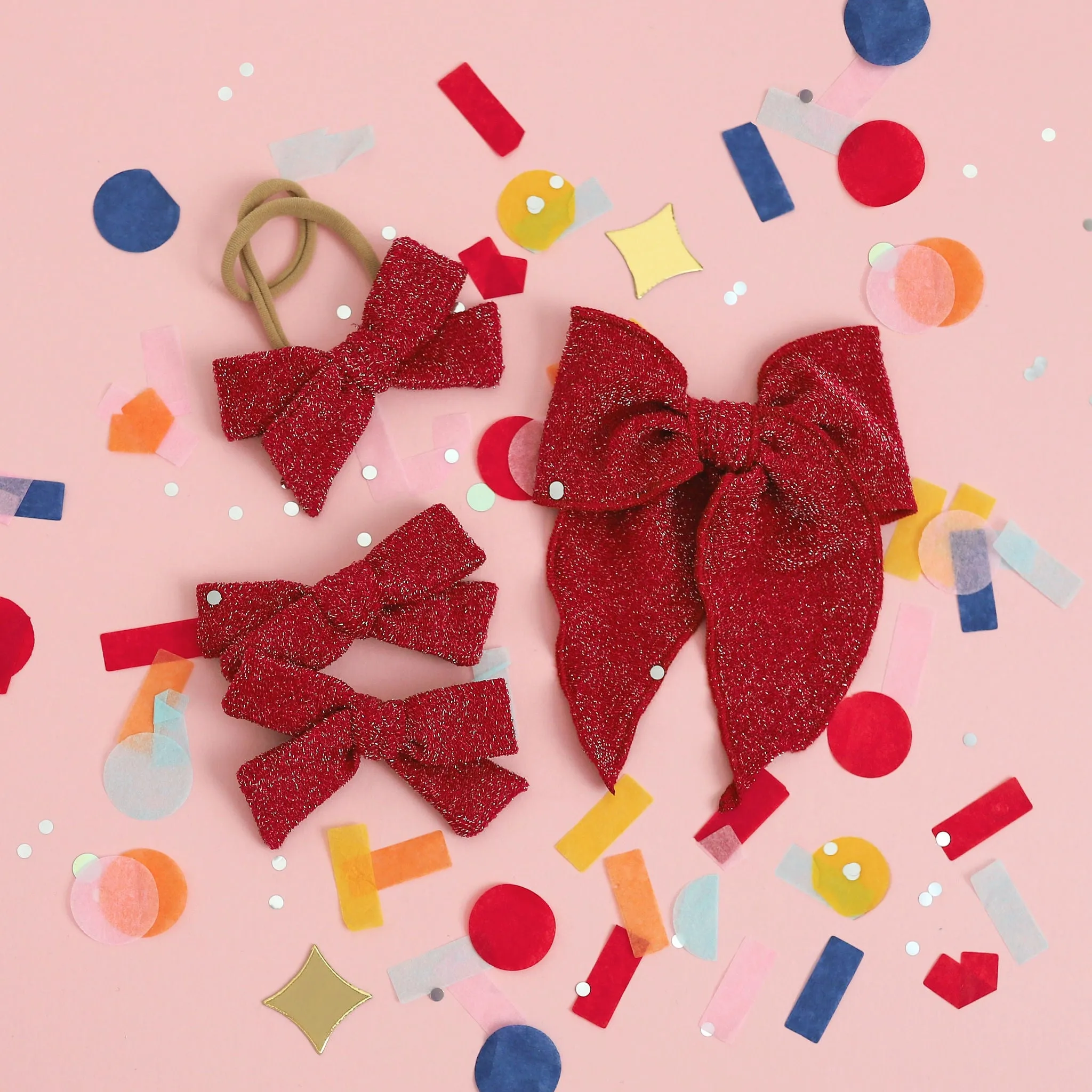 Party Girl Bow - Sparkly Red
