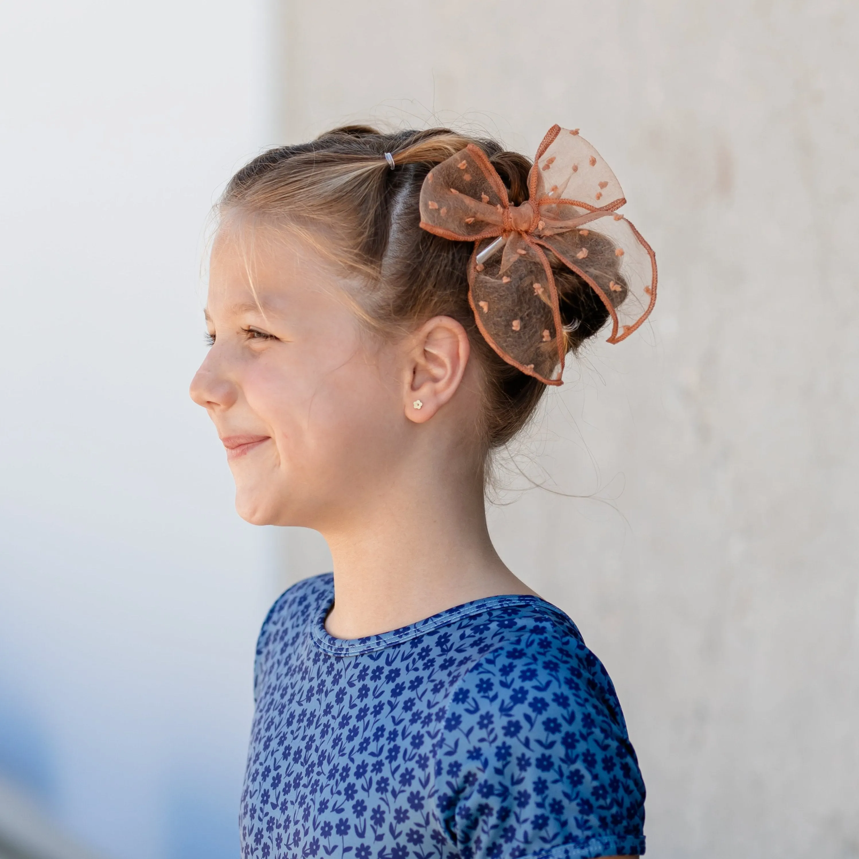 Party Girl Bow - Sugar Almond Sheer Dot