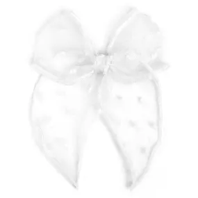 Party Girl Bow - White Sheer Dot