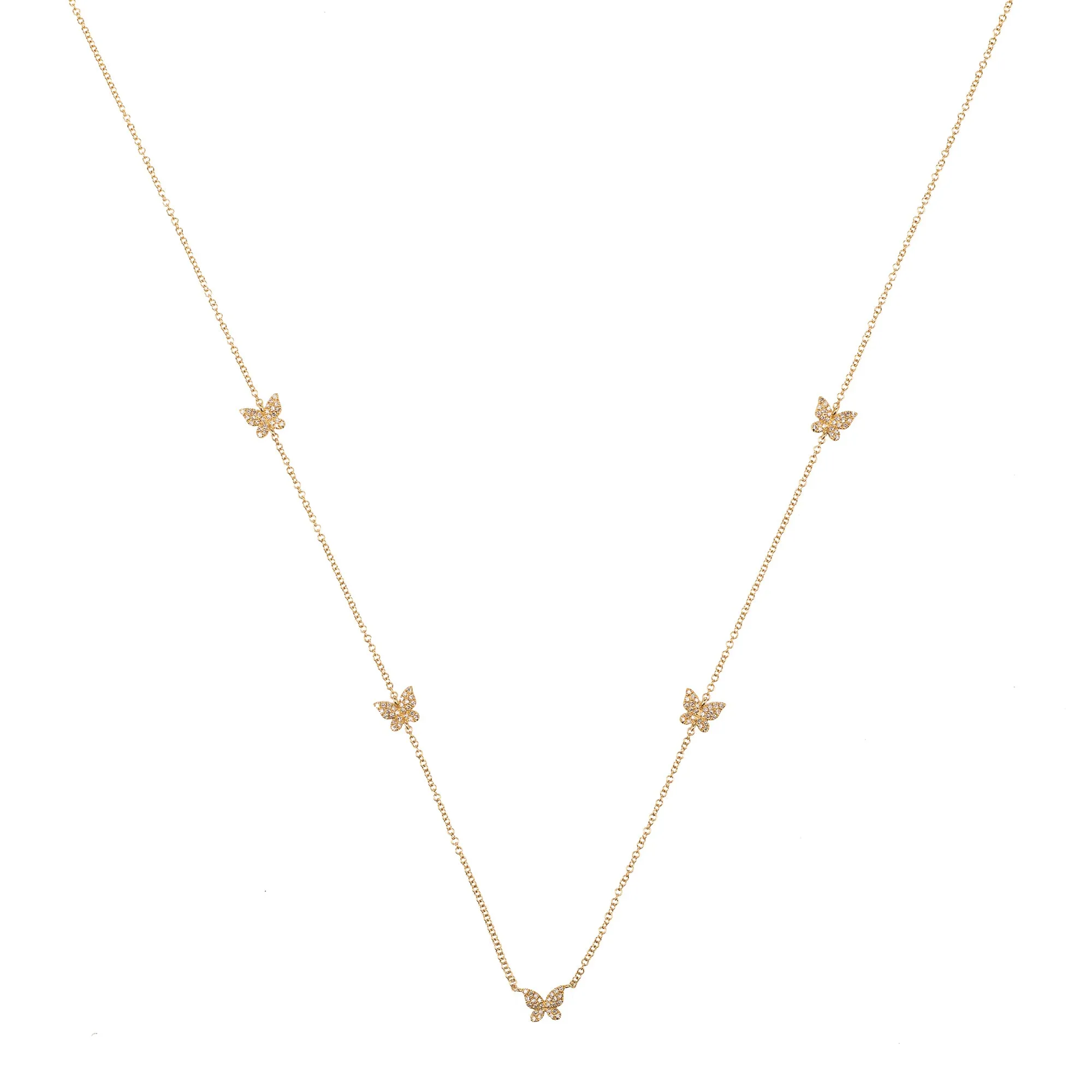 Pave Multi Butterfly Necklace
