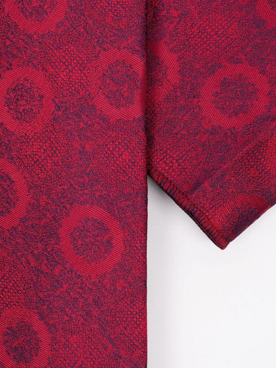 Piero Butti Tie with Pocket Square Maroon Big Polka Dot Paisley Print PBTPS039