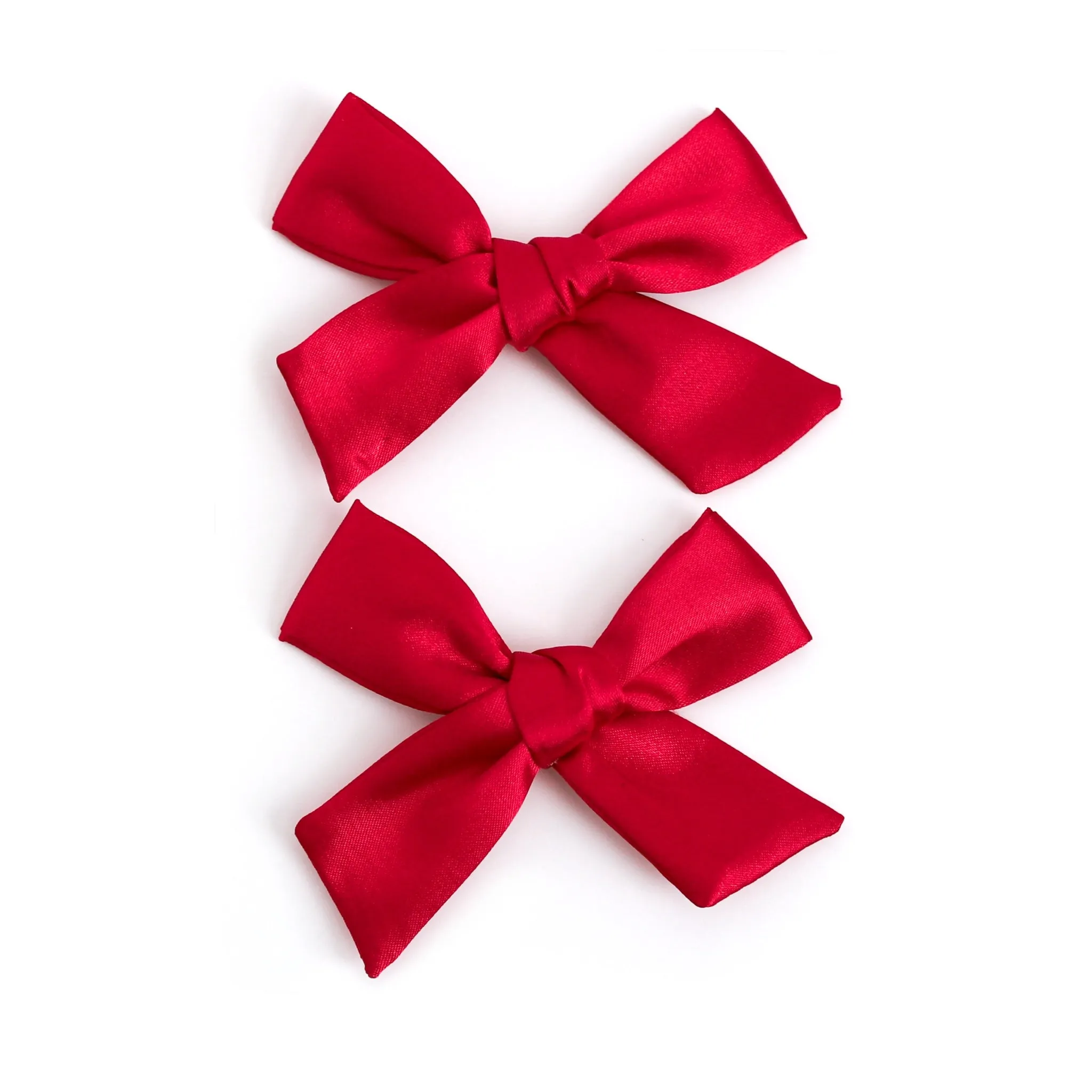 Pigtail Bows - Bright Red Satin
