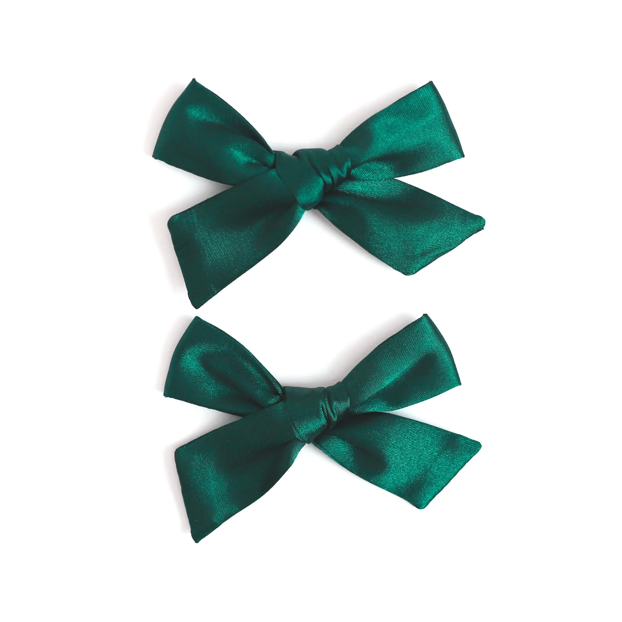 Pigtail Bows - Forest Green Satin