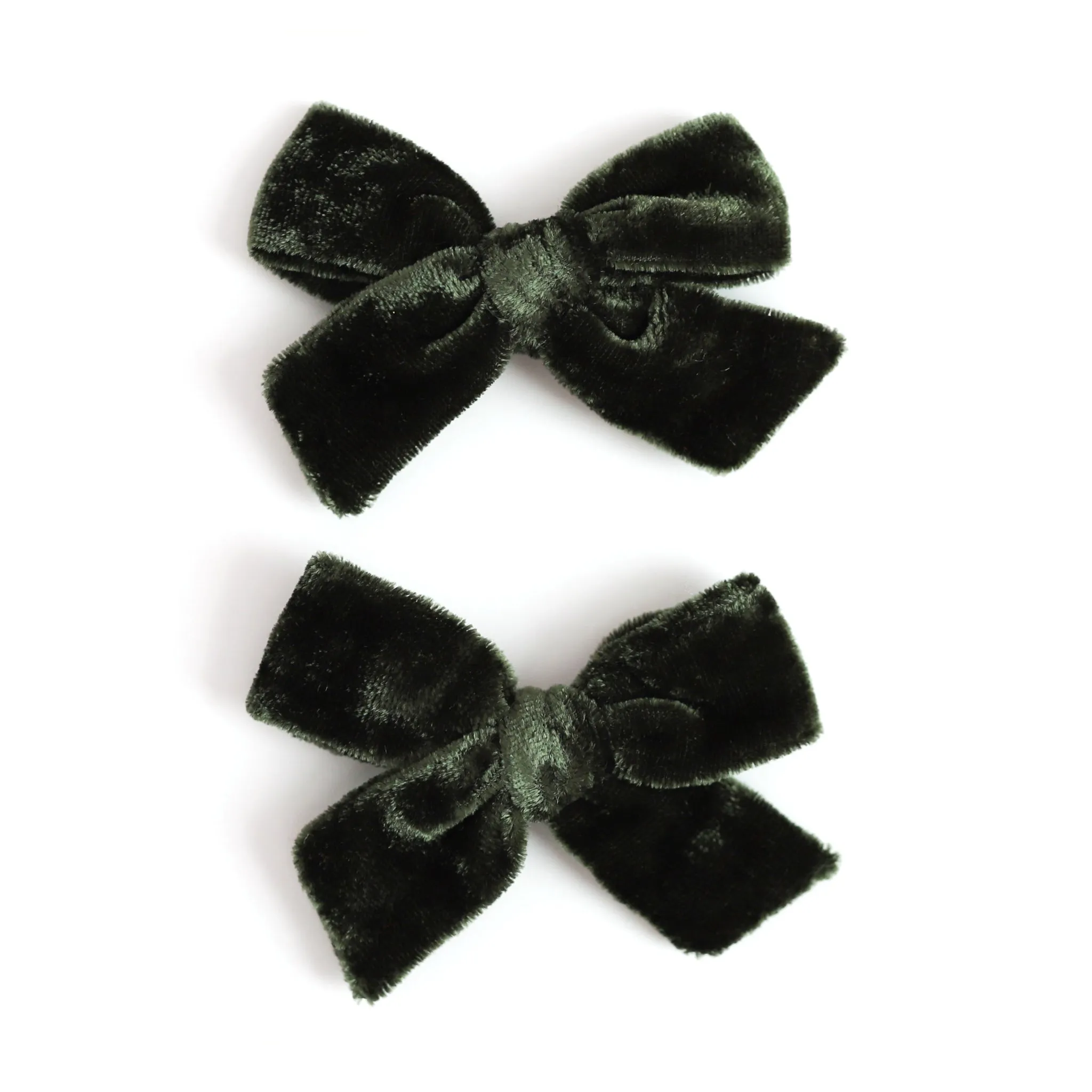 Pigtail Bows - Forest Green Velvet