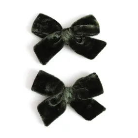 Pigtail Bows - Forest Green Velvet