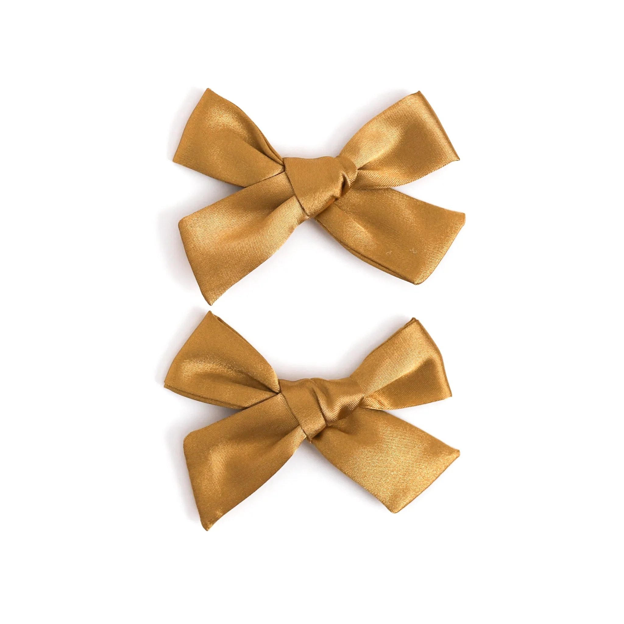 Pigtail Bows - Gold Satin