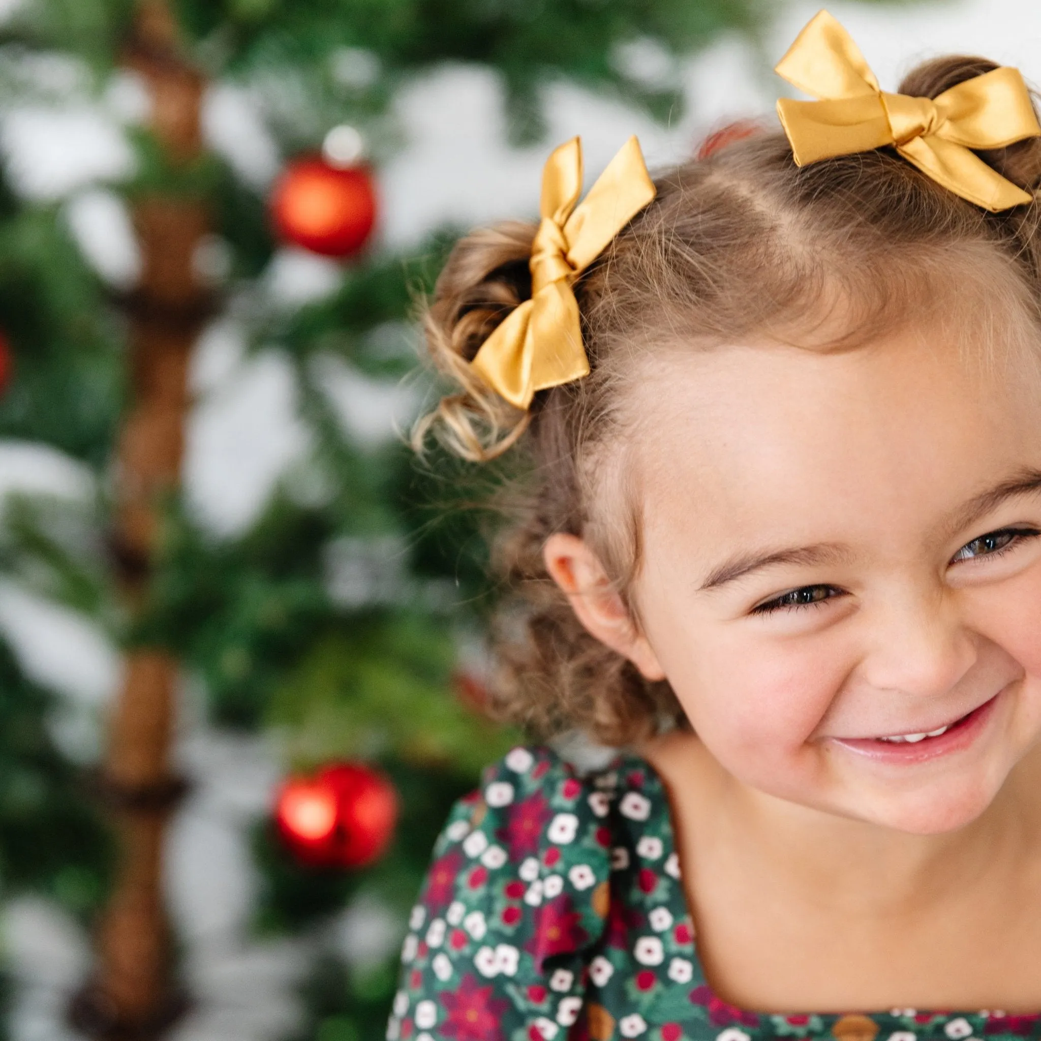 Pigtail Bows - Gold Satin
