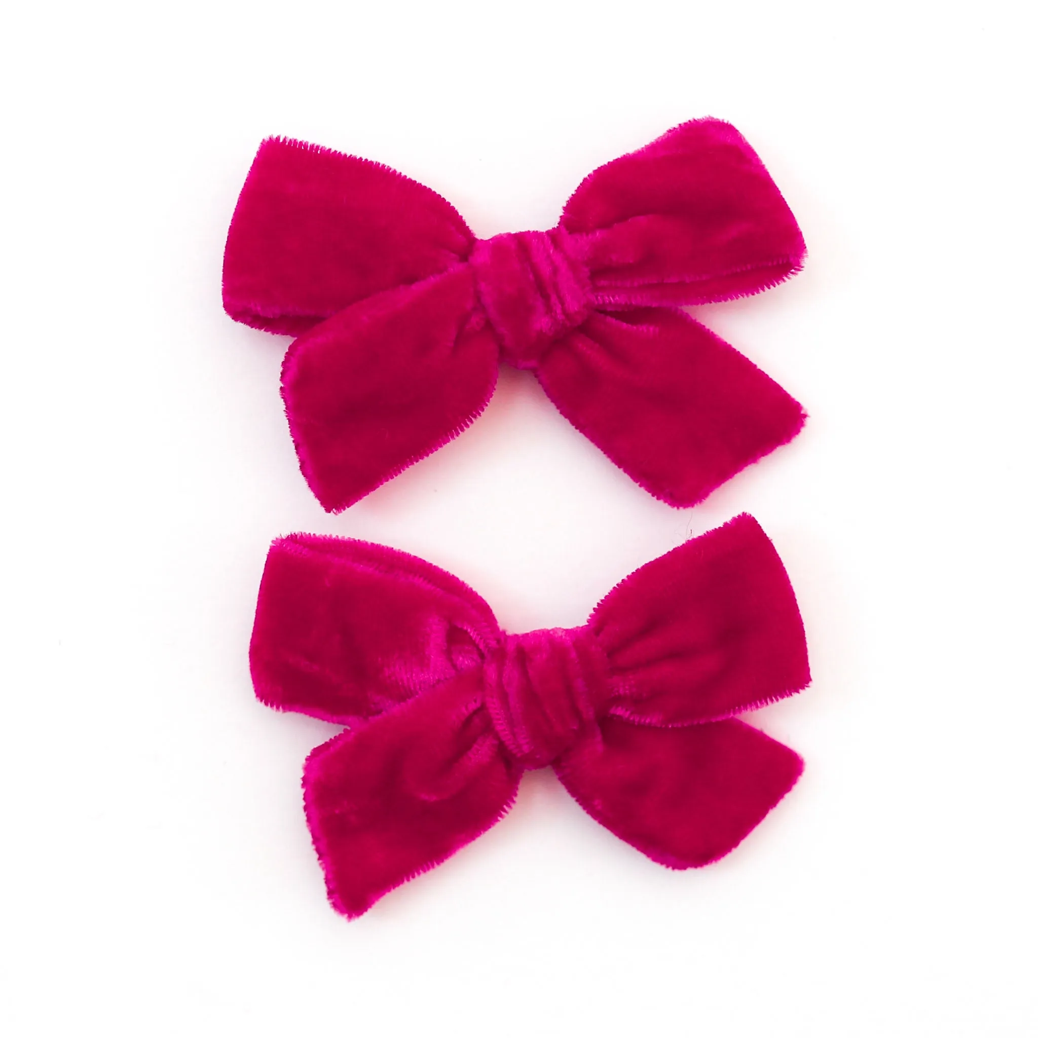 Pigtail Bows - Hot Pink Velvet