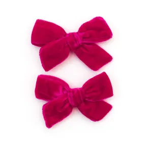 Pigtail Bows - Hot Pink Velvet
