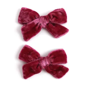 Pigtail Bows - Mulberry Velvet