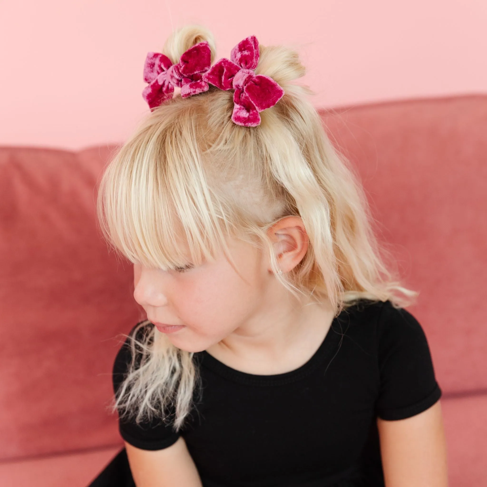 Pigtail Bows - Mulberry Velvet