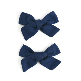 Pigtail Bows - Navy