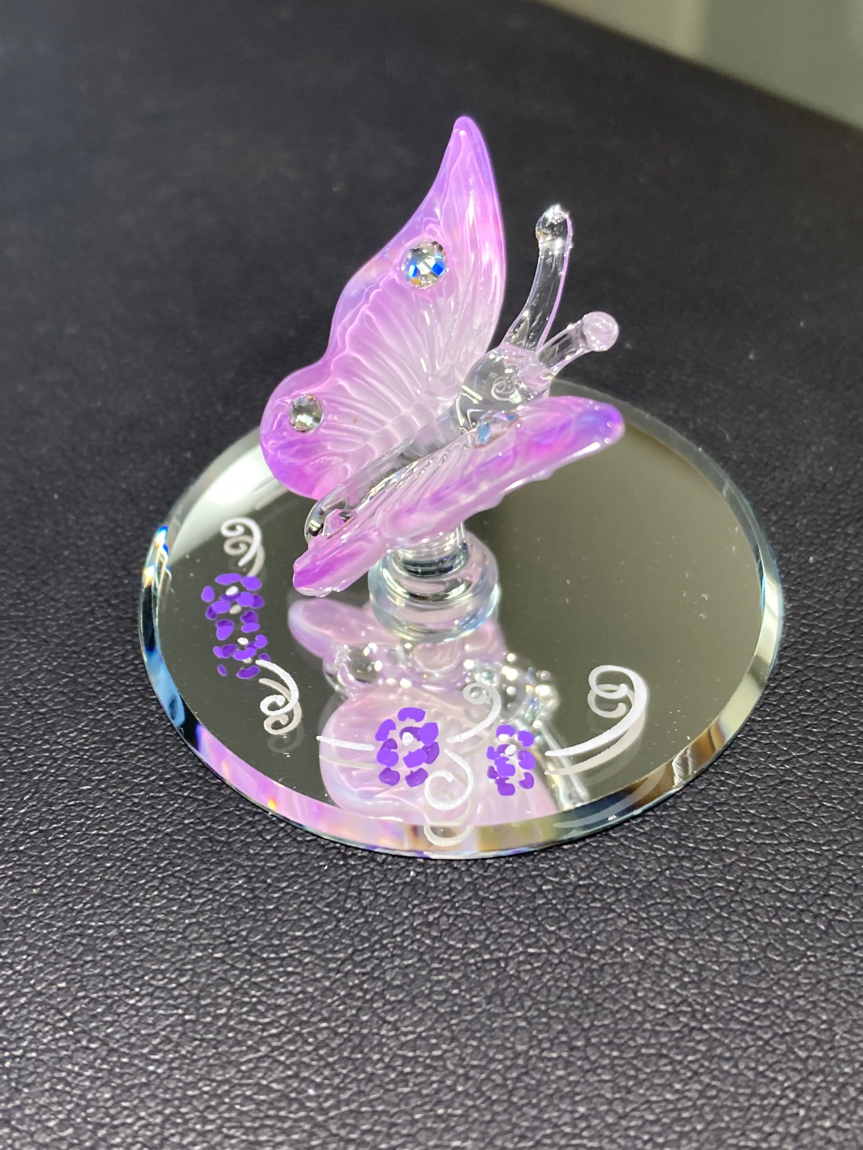 Pink Butterfly Glass Figurine