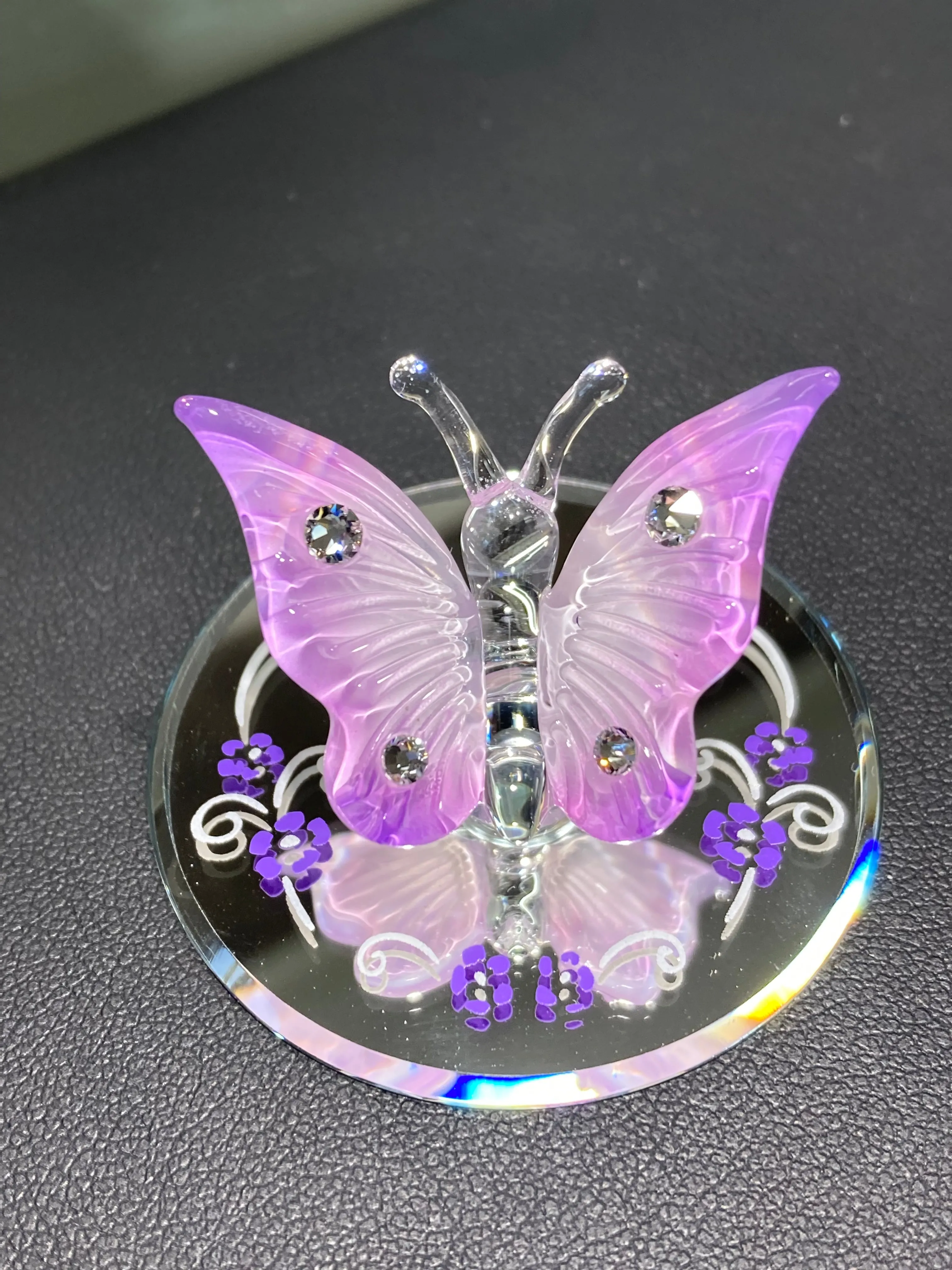 Pink Butterfly Glass Figurine