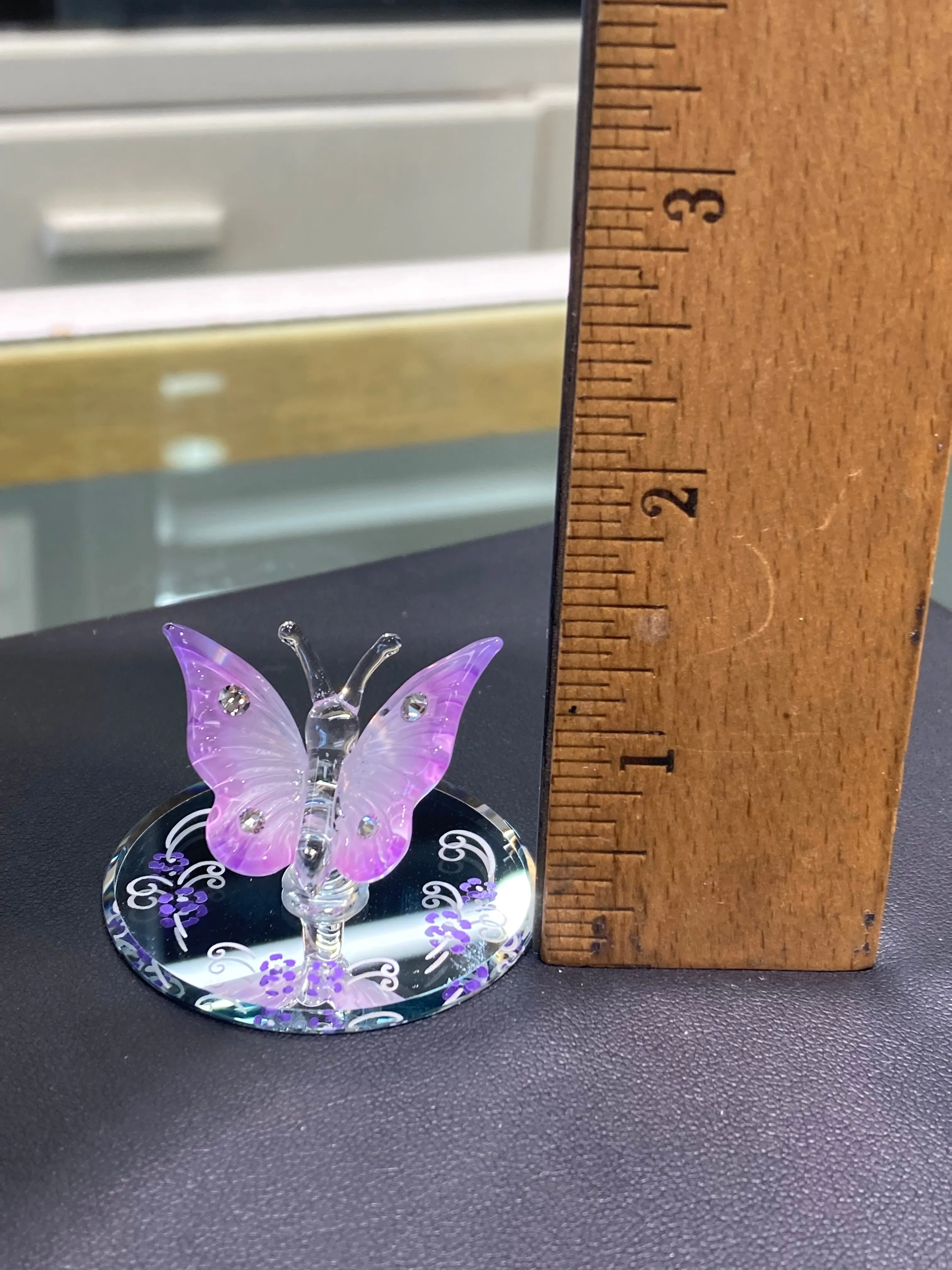 Pink Butterfly Glass Figurine