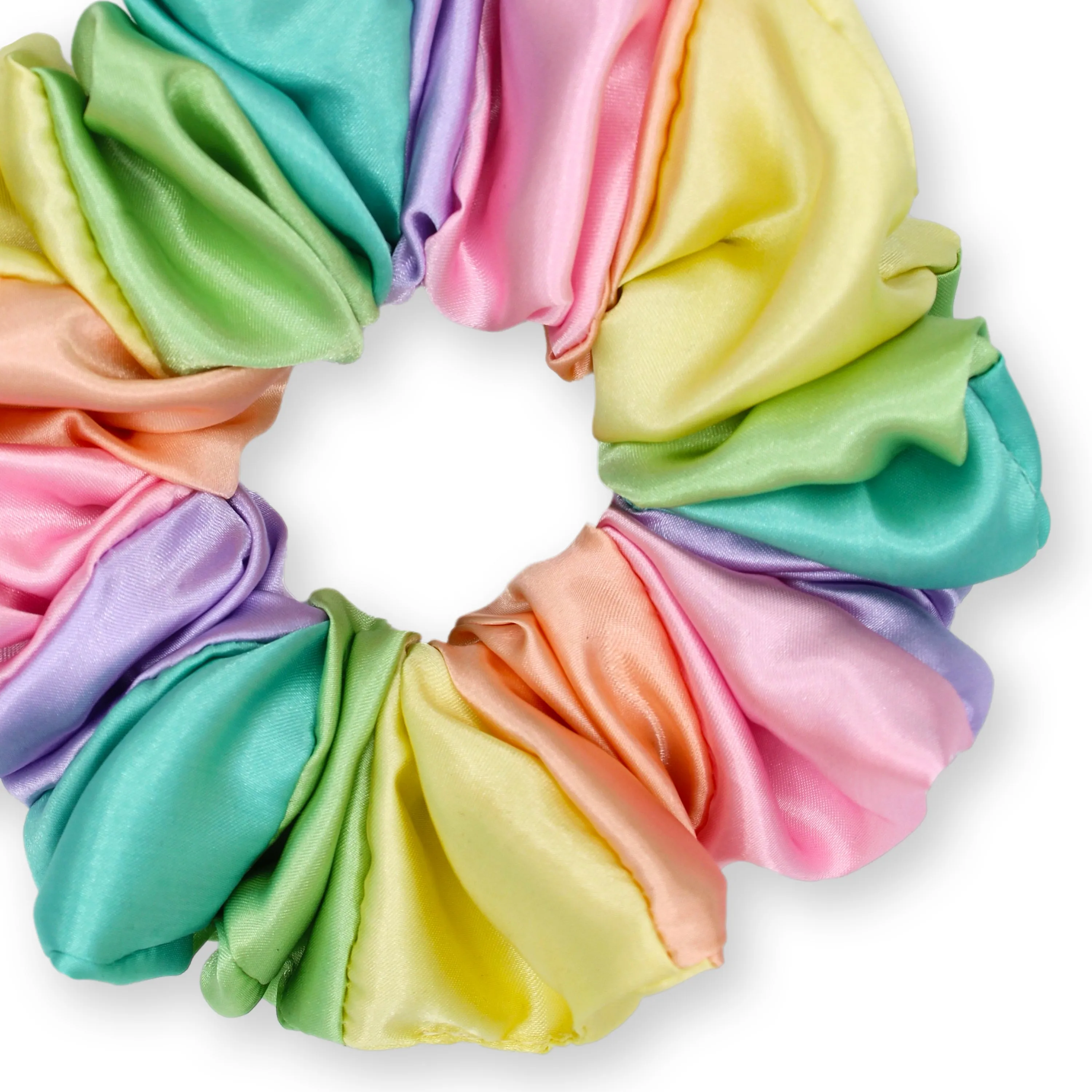 Pride King Size Pastel Rainbow Scrunchies Satin XXL Oversized Ponytail Holder Made in the USA