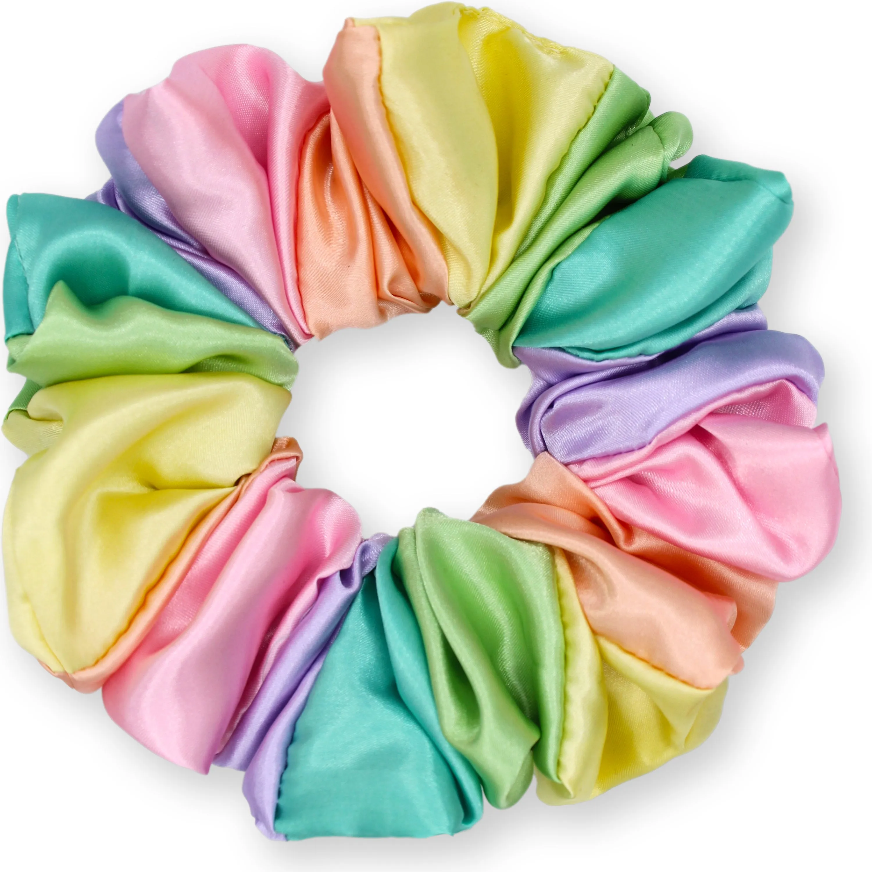 Pride King Size Pastel Rainbow Scrunchies Satin XXL Oversized Ponytail Holder Made in the USA