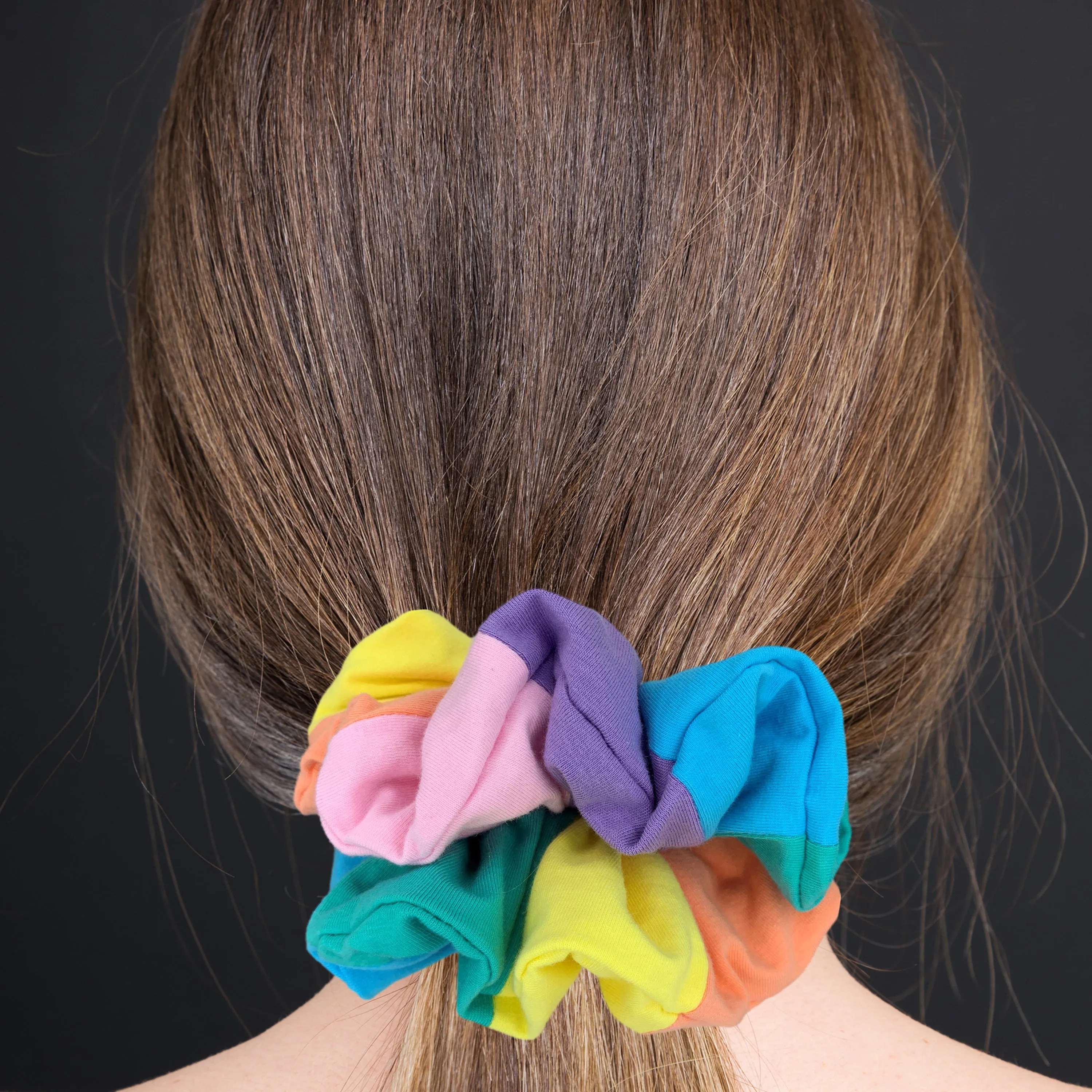 Pride King Size Pastel Rainbow Scrunchies XXL Oversized Ponytail Holder Made in the USA